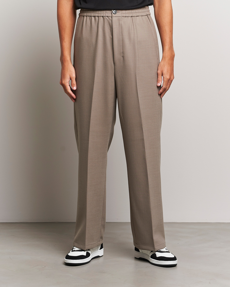 Herre | | AMI | Wool Drawstring Trousers Taupe