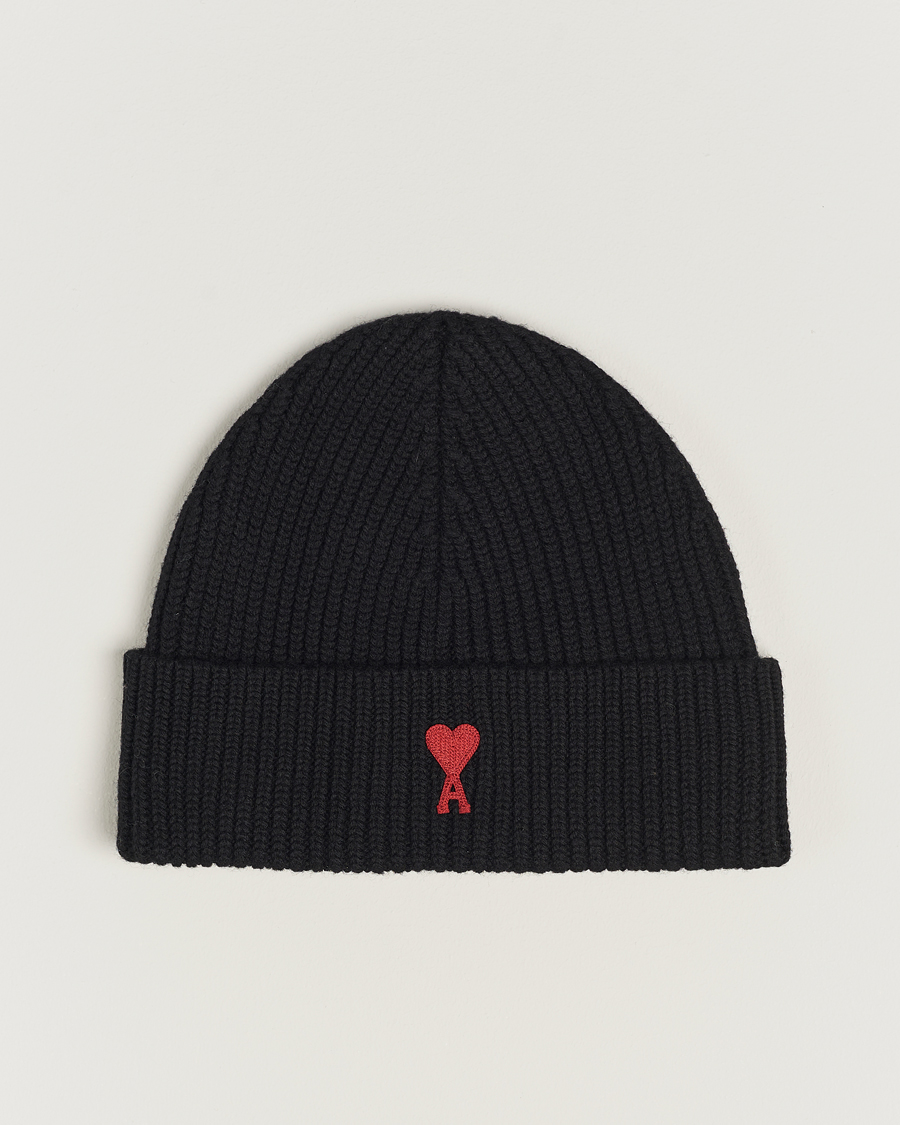 Herre | AMI Heart Logo Beanie Black | AMI | Heart Logo Beanie Black