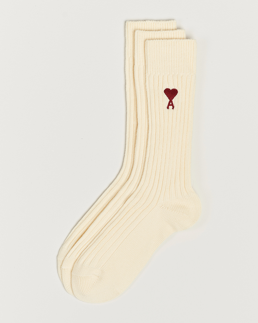 Herre | Sokker | AMI | 3-Pack Heart Logo Socks Off White