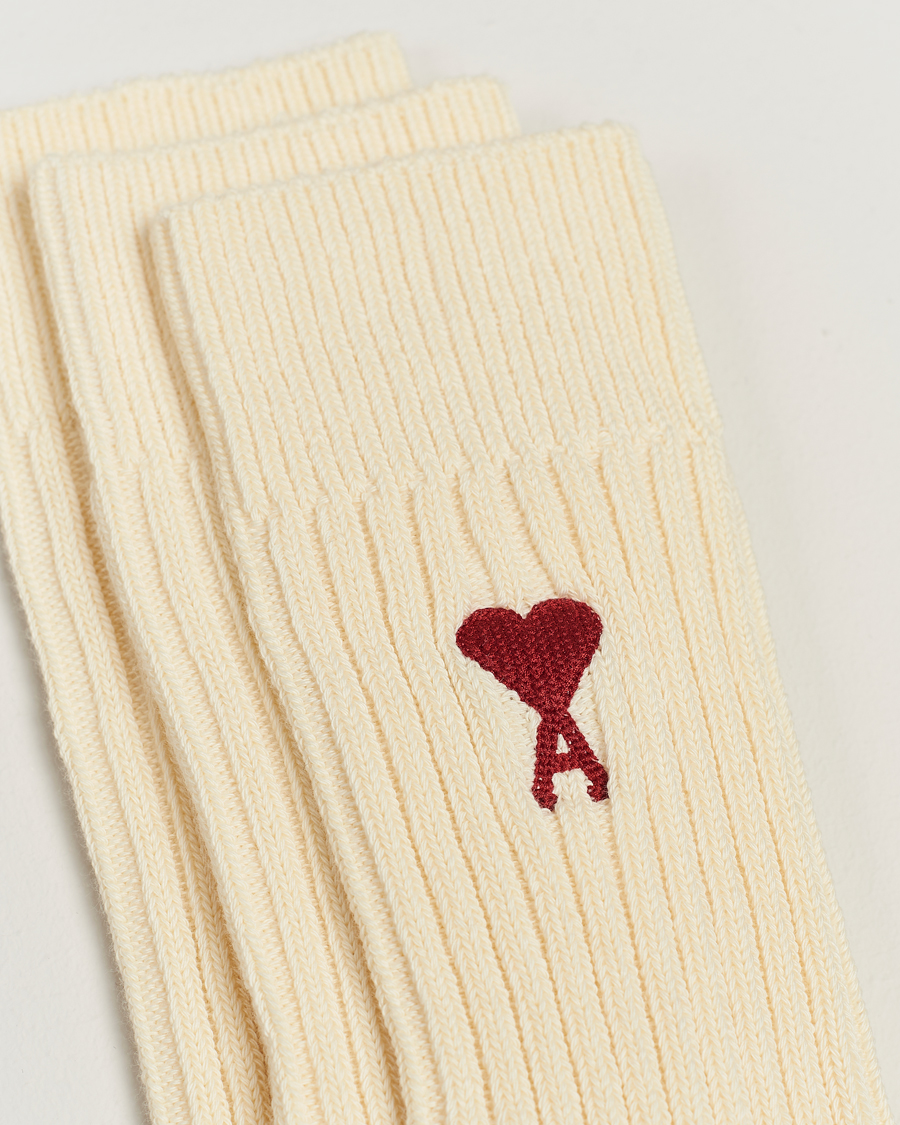 Herre |  | AMI | 3-Pack Heart Logo Socks Off White