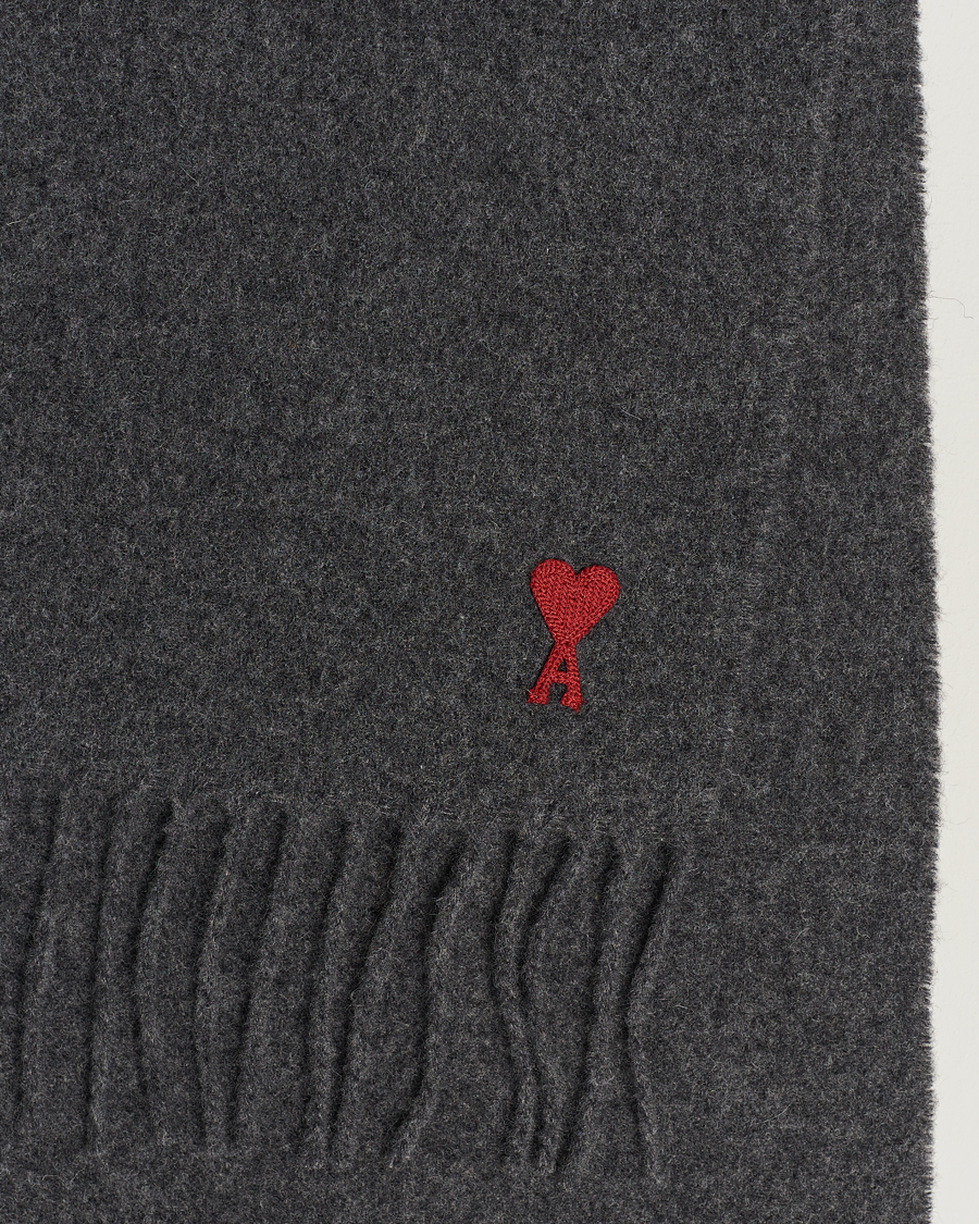 Herre | AMI Heart Logo Scarf Dark Grey | AMI | Heart Logo Scarf Dark Grey
