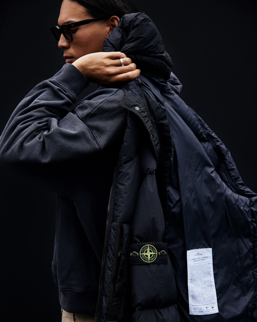 Herre | Jakker | Stone Island | Garment Dyed Recycled Nylon Long Down Jacket Black