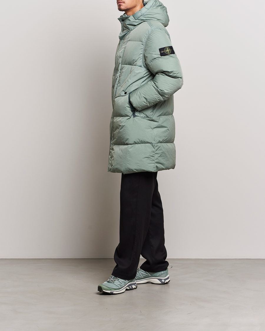 Herre | Jakker | Stone Island | Garment Dyed Recycled Nylon Long Down Jacket Sage