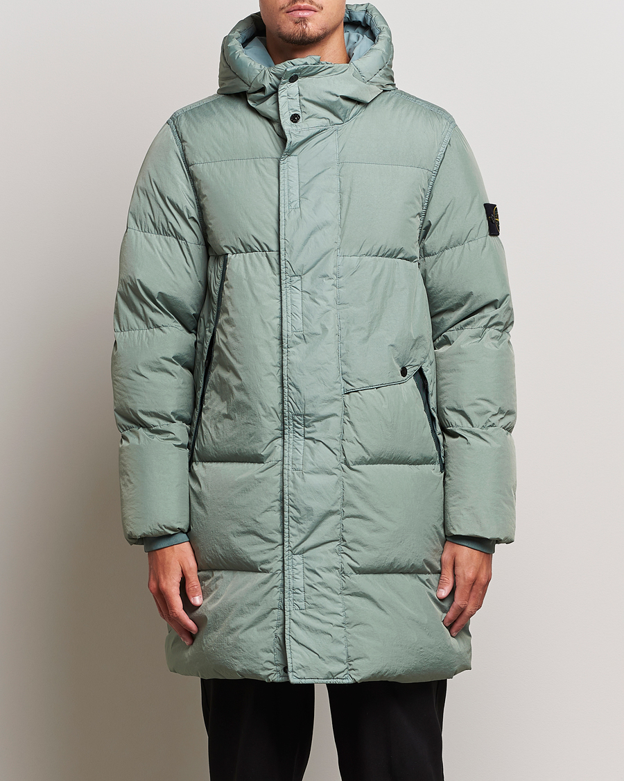 Herre | Jakker | Stone Island | Garment Dyed Recycled Nylon Long Down Jacket Sage
