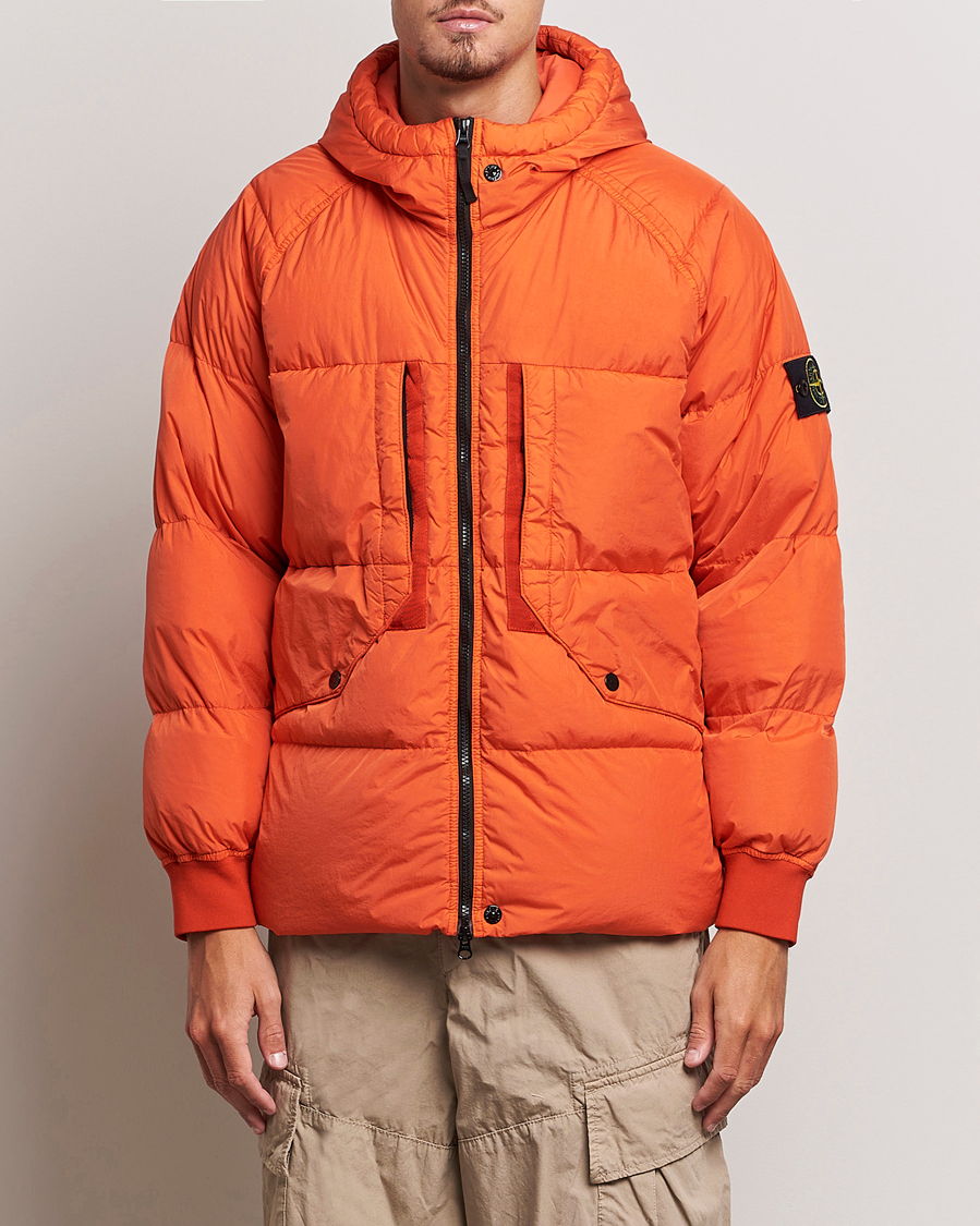 Herre | Jakker | Stone Island | Garment Dyed  Recycled Nylon Down Jacket Orange Red