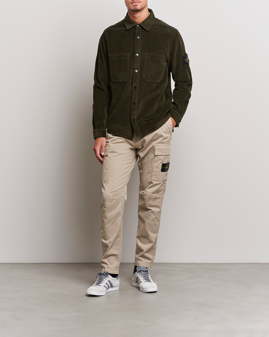 Herre | Skjorter | Stone Island | Garment Dyed Corduroy Overshirt Olive