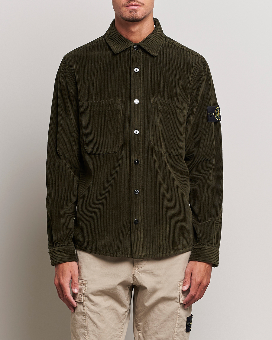 Herre | Skjorter | Stone Island | Garment Dyed Corduroy Overshirt Olive