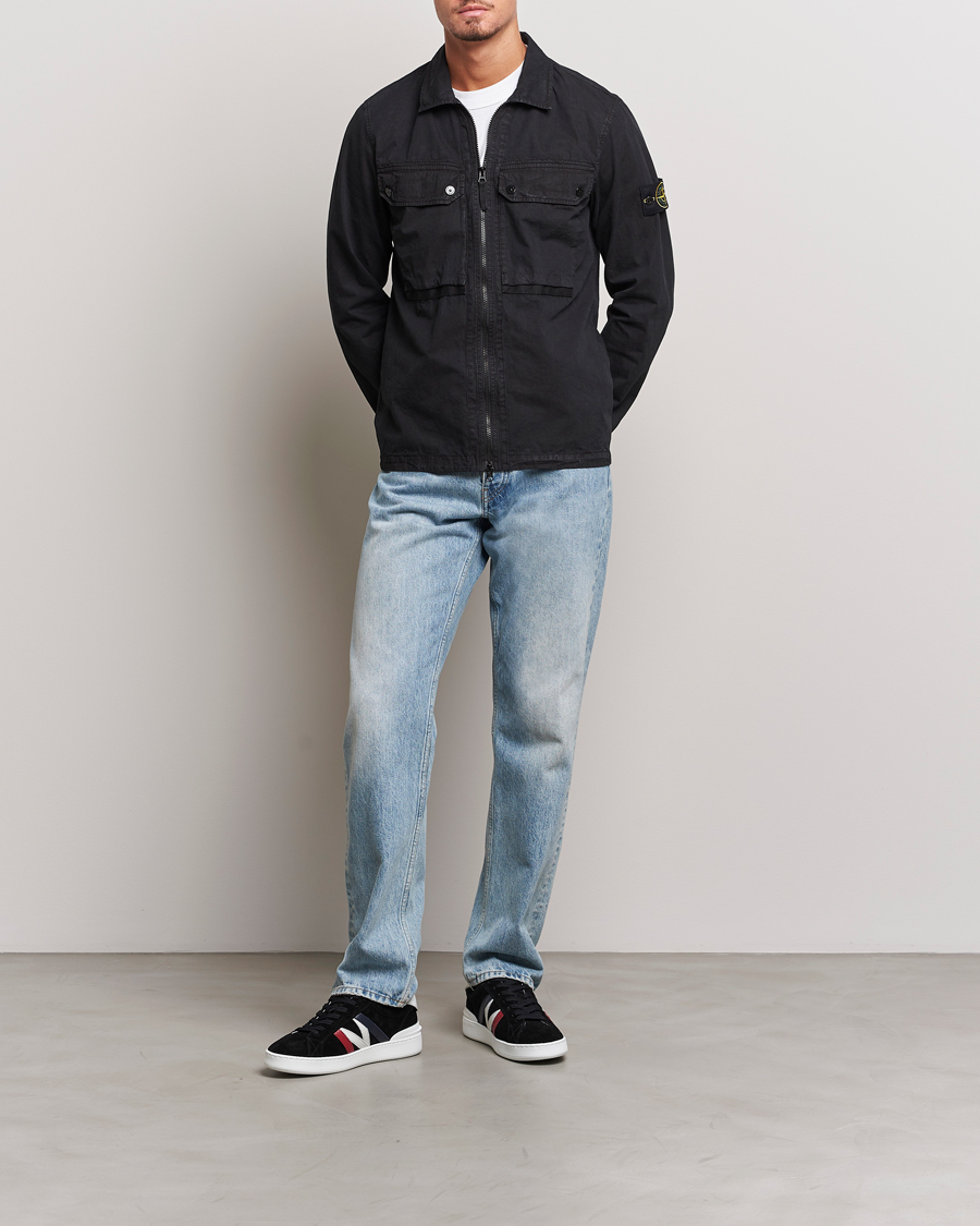 Herre | Skjorter | Stone Island | Garment Dyed Cotton Overshirt Black