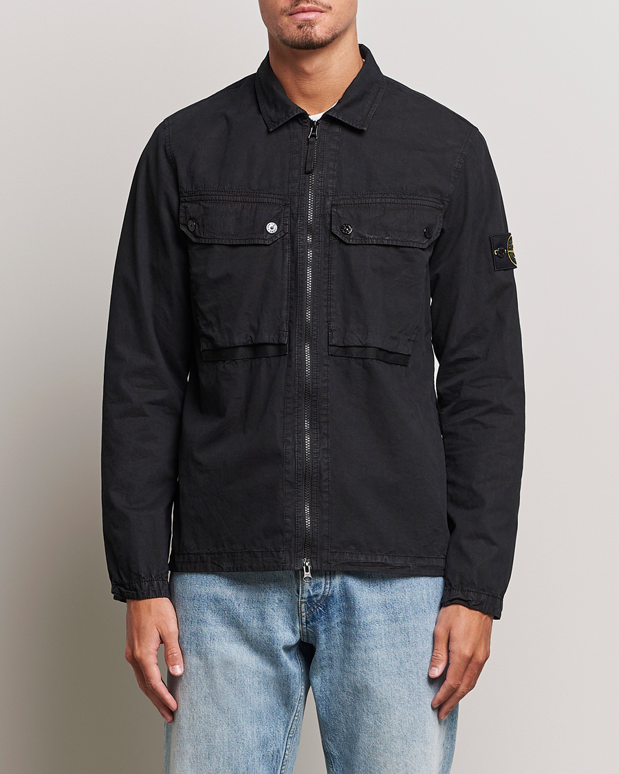 Herre | Skjortejakke | Stone Island | Garment Dyed  Cotton Overshirt Black