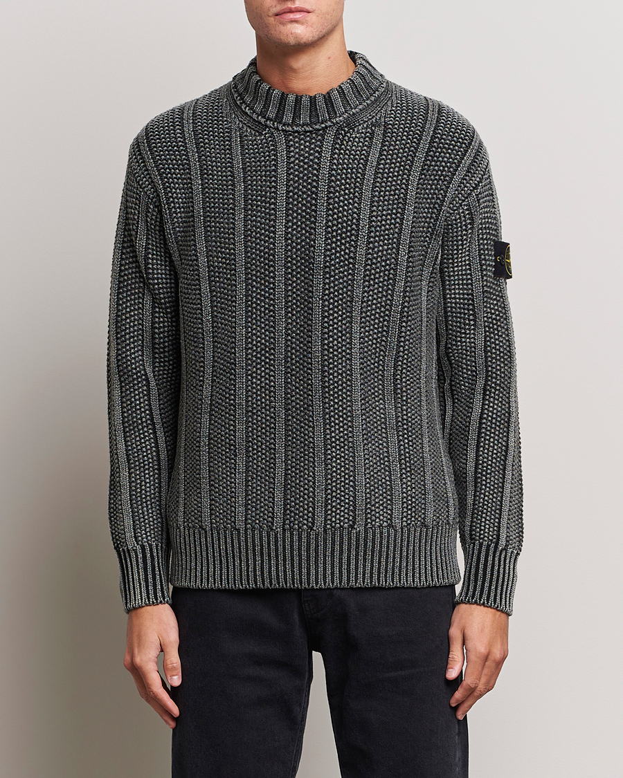 Herre |  | Stone Island | Knitted Wool Crewneck Black