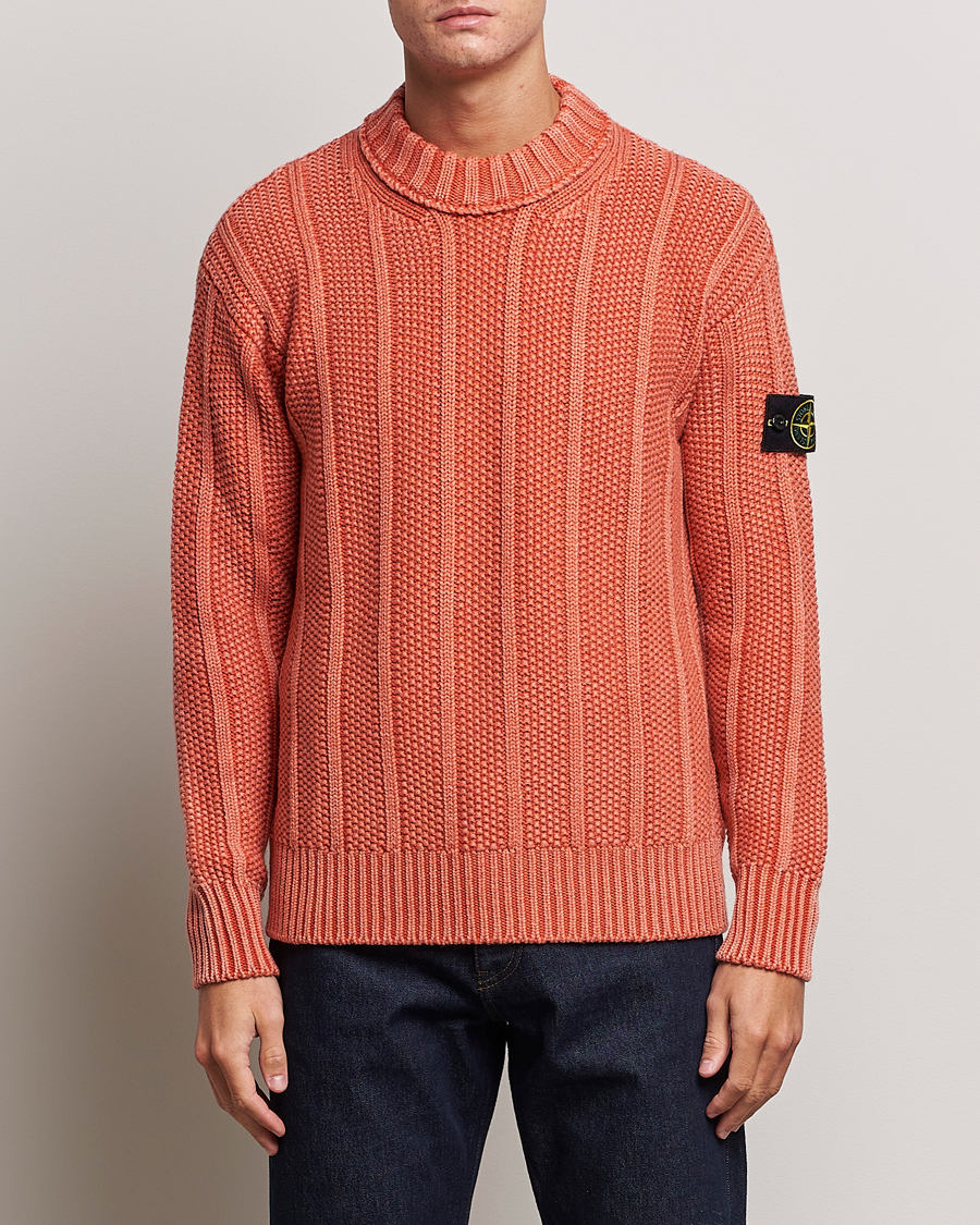 Herre |  | Stone Island | Knitted Wool Crewneck Orange Red