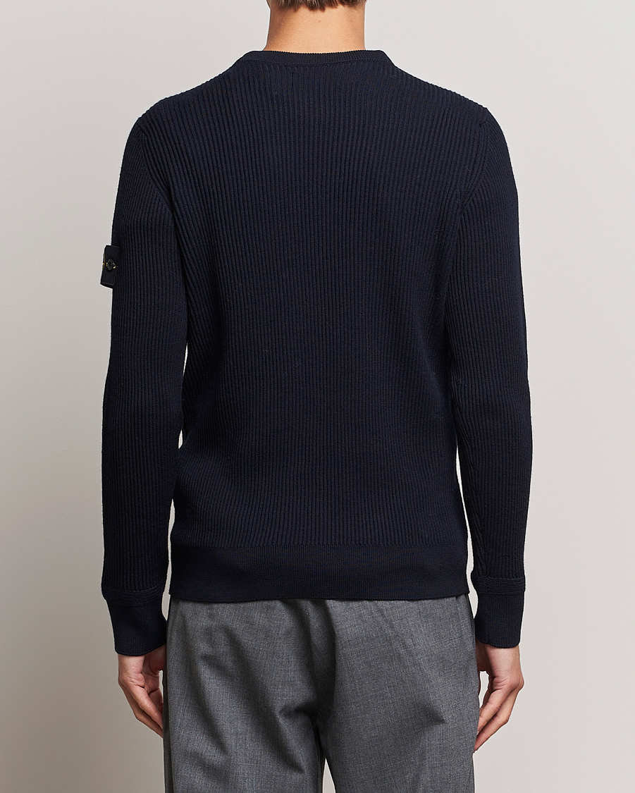 Herre | Gensere | Stone Island | Rib Knitted Wool Sweater Navy Blue