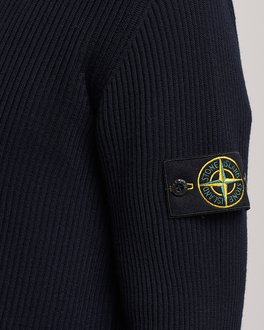 Herre | Gensere | Stone Island | Rib Knitted Wool Sweater Navy Blue