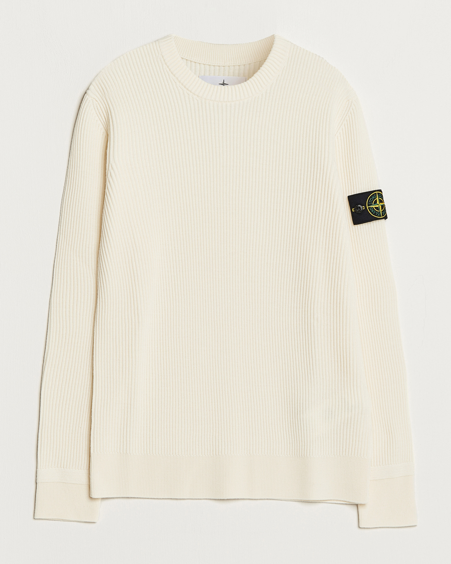 Herre | Gensere | Stone Island | Rib Knitted Wool Sweater Natural