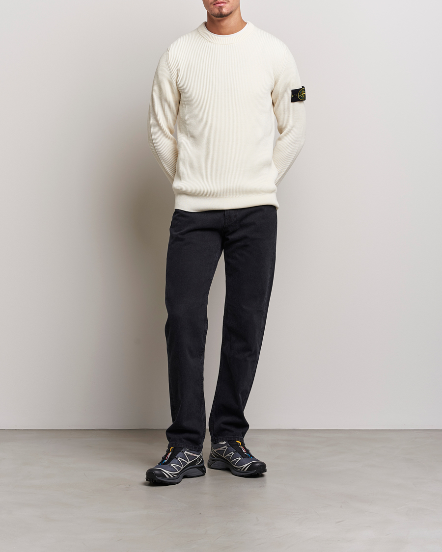 Herre | Gensere | Stone Island | Rib Knitted Wool Sweater Natural