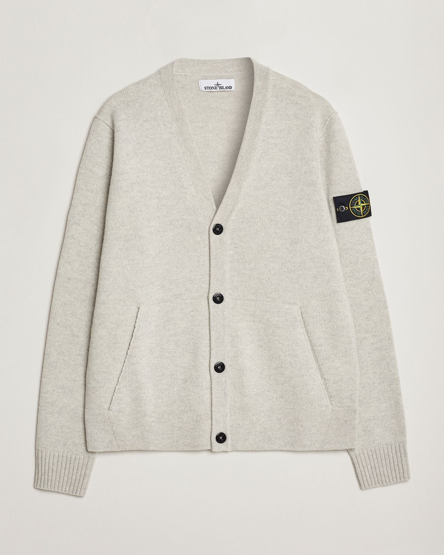 Herre | Gensere | Stone Island | Knitted Geelong Wool Cardigan Pearl Grey