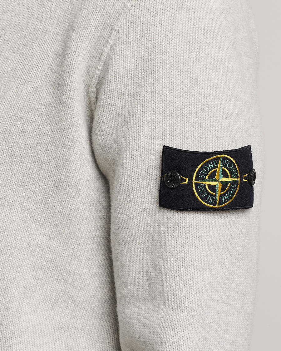 Herre | Gensere | Stone Island | Knitted Geelong Wool Cardigan Pearl Grey
