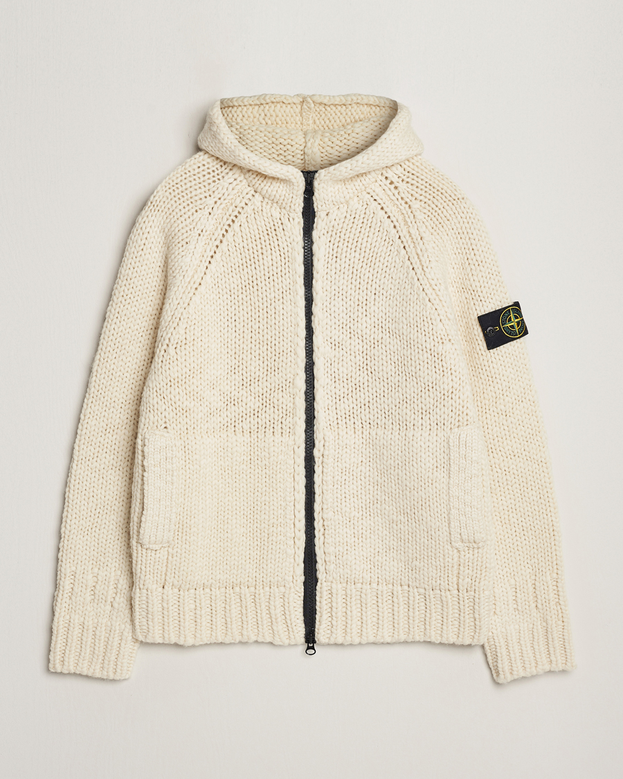 Herre | Gensere | Stone Island | Pure Wool Handmade effect Zip Cardigan Plaster