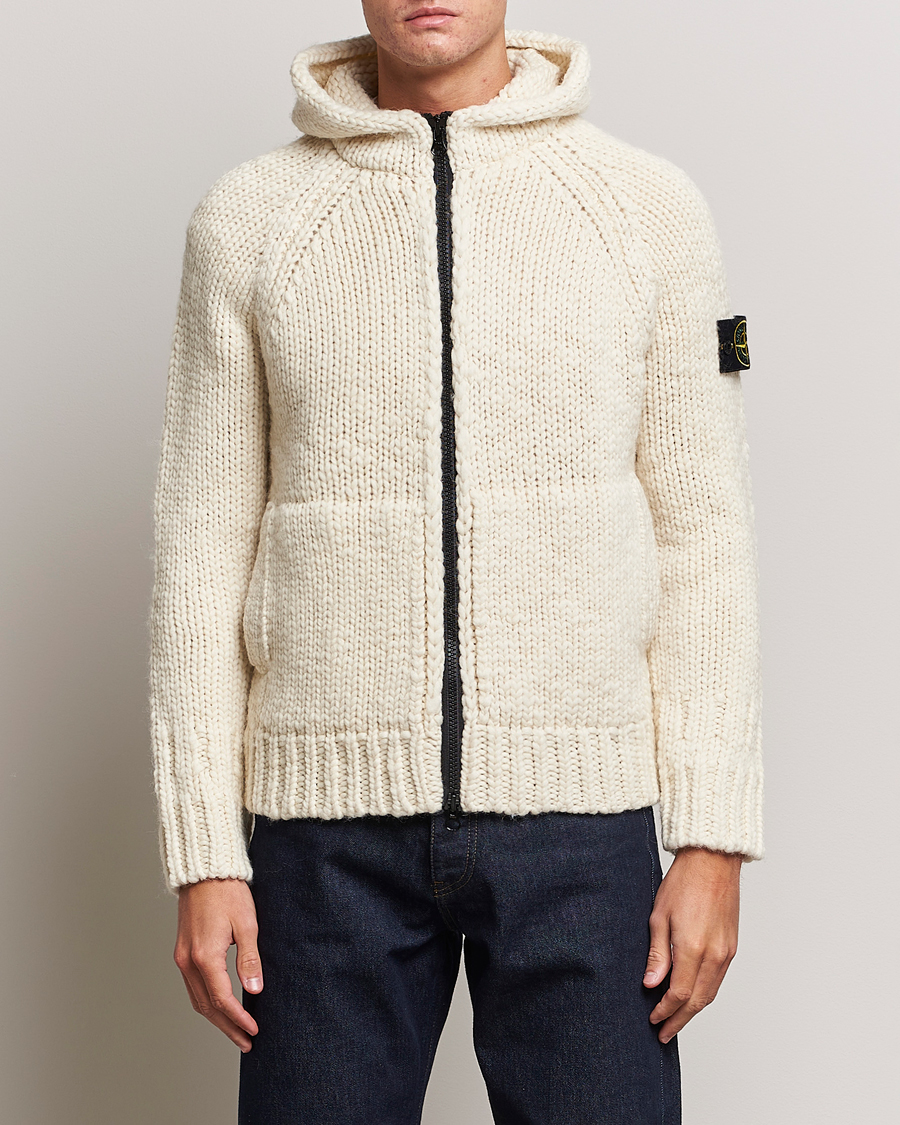 Herre | Gensere | Stone Island | Pure Wool Handmade effect Zip Cardigan Plaster
