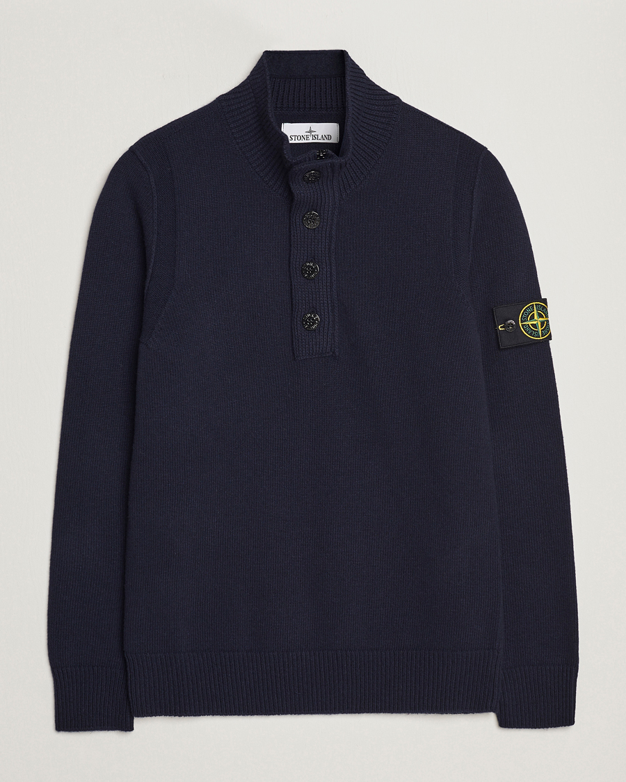 Herre | Gensere | Stone Island | Knitted Lambwool Half Button Zip Navy Blue