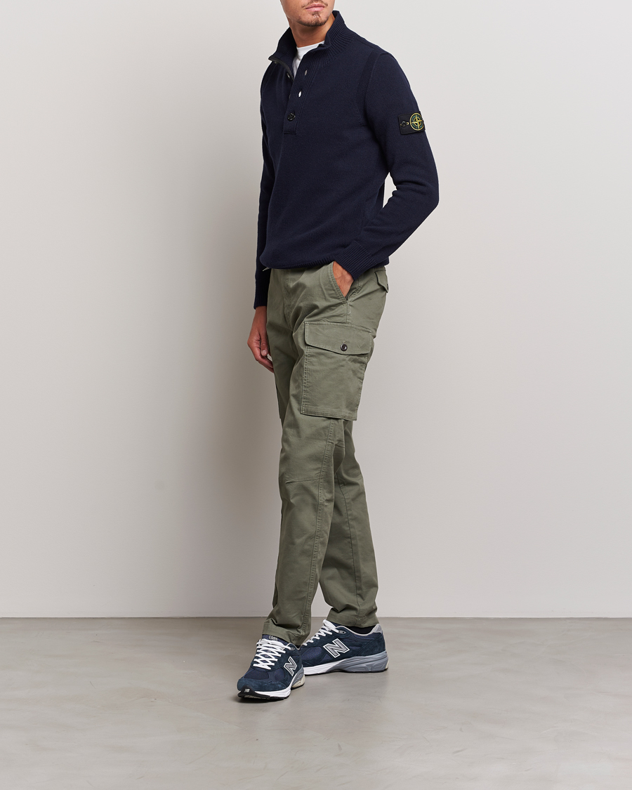 Herre | Gensere | Stone Island | Knitted Lambwool Half Button Zip Navy Blue