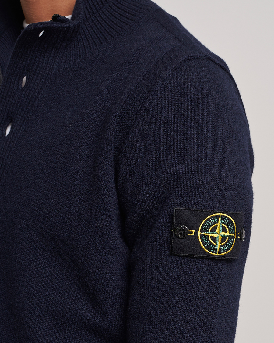 Herre | Gensere | Stone Island | Knitted Lambwool Half Button Zip Navy Blue