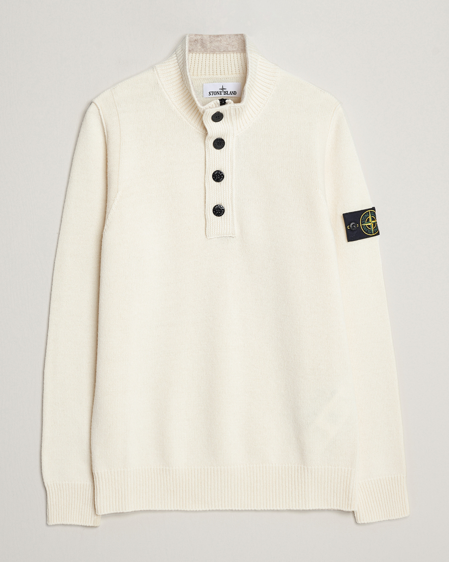 Herre | Gensere | Stone Island | Knitted Lambwool Half Button Zip Natural