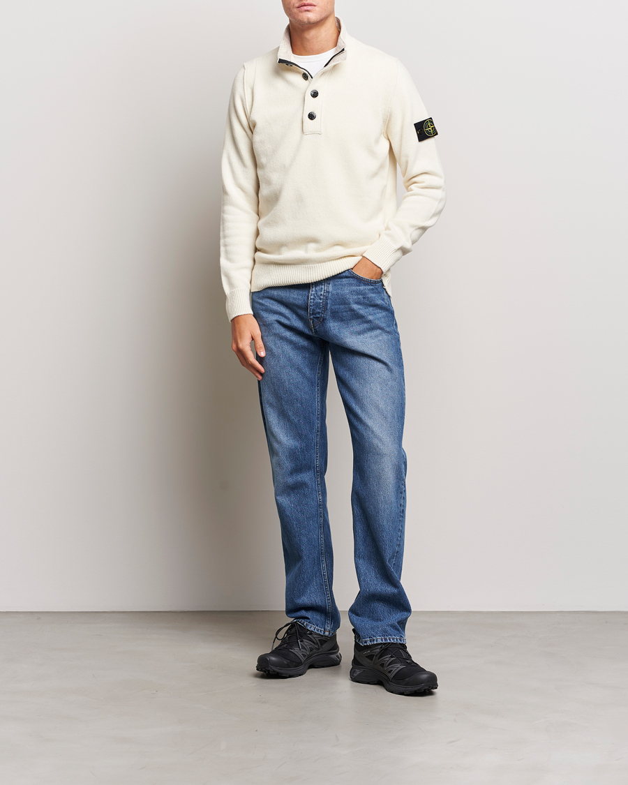 Herre | Gensere | Stone Island | Knitted Lambwool Half Button Zip Natural