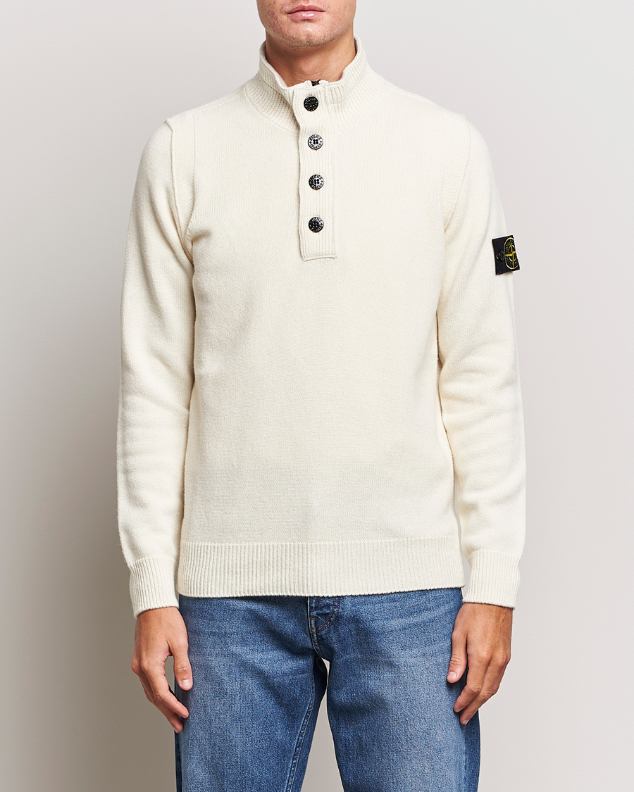 Herre | Gensere | Stone Island | Knitted Lambwool Half Button Zip Natural