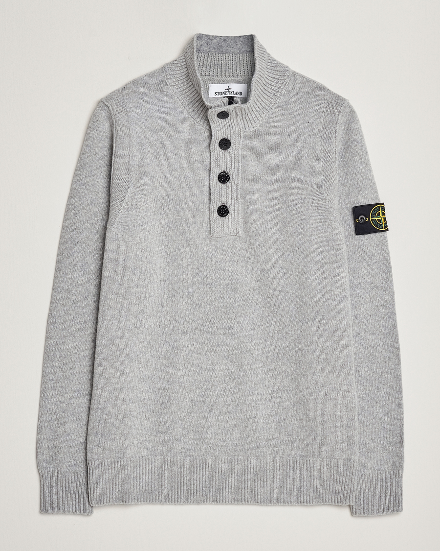 Herre | Gensere | Stone Island | Knitted Lambwool Half Button Zip Melange Grey