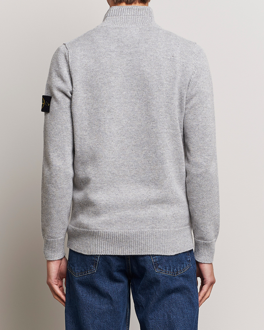 Herre | Gensere | Stone Island | Knitted Lambwool Half Button Zip Melange Grey