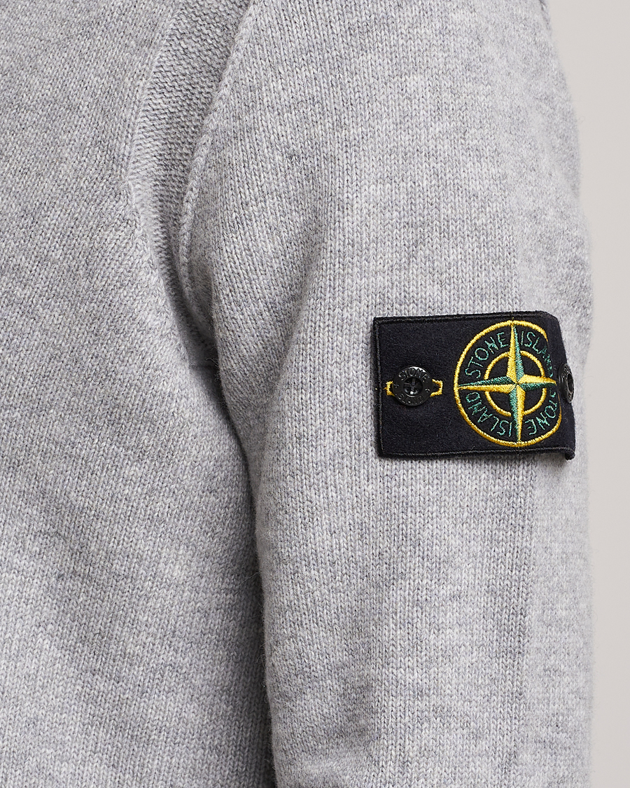 Herre | Gensere | Stone Island | Knitted Lambwool Half Button Zip Melange Grey