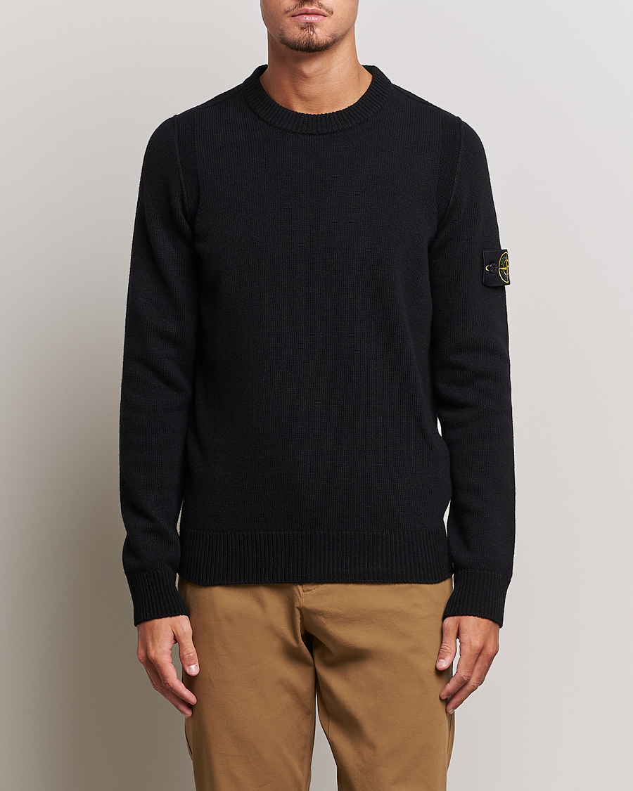 Herre | Stone Island | Stone Island | Knitted Lambwool Sweater Black