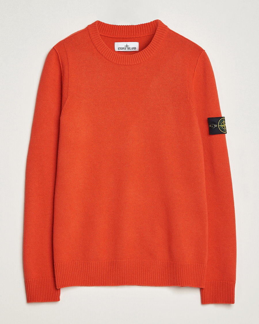 Herre | Gensere | Stone Island | Knitted Lambwool Sweater Orange Red