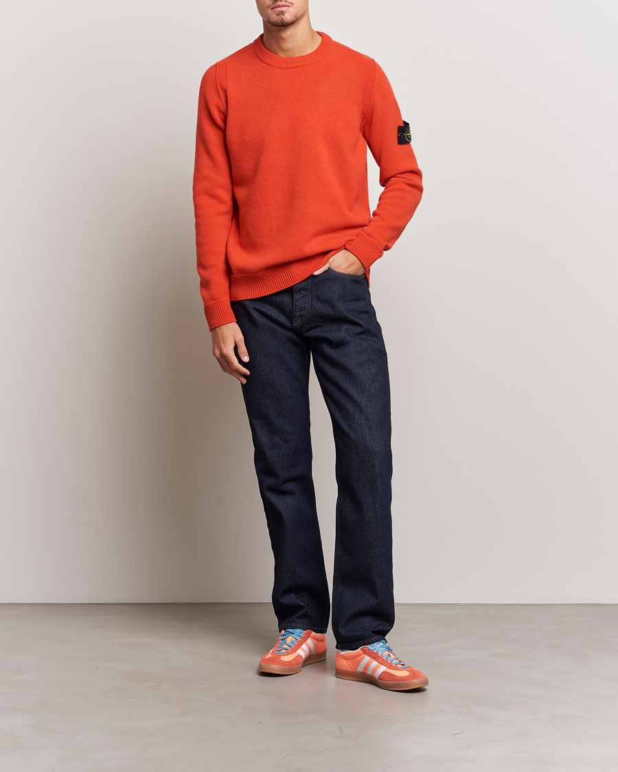 Herre | Gensere | Stone Island | Knitted Lambwool Sweater Orange Red