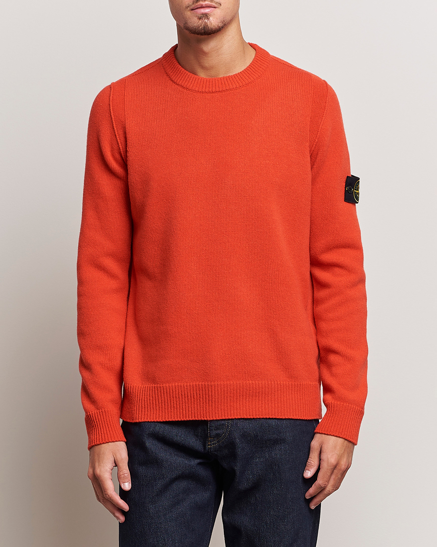 Herre | Gensere | Stone Island | Knitted Lambwool Sweater Orange Red