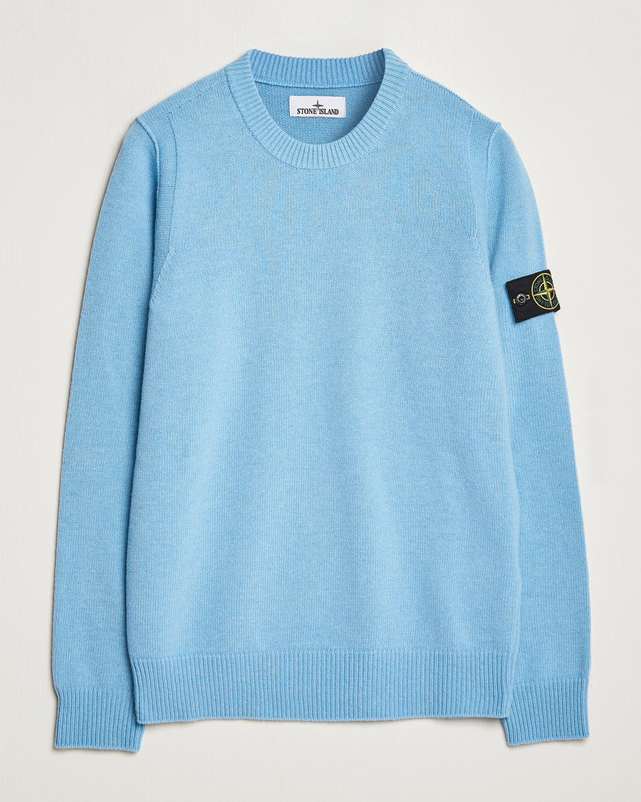 Herre | Gensere | Stone Island | Knitted Lambwool Sweater Sky Blue