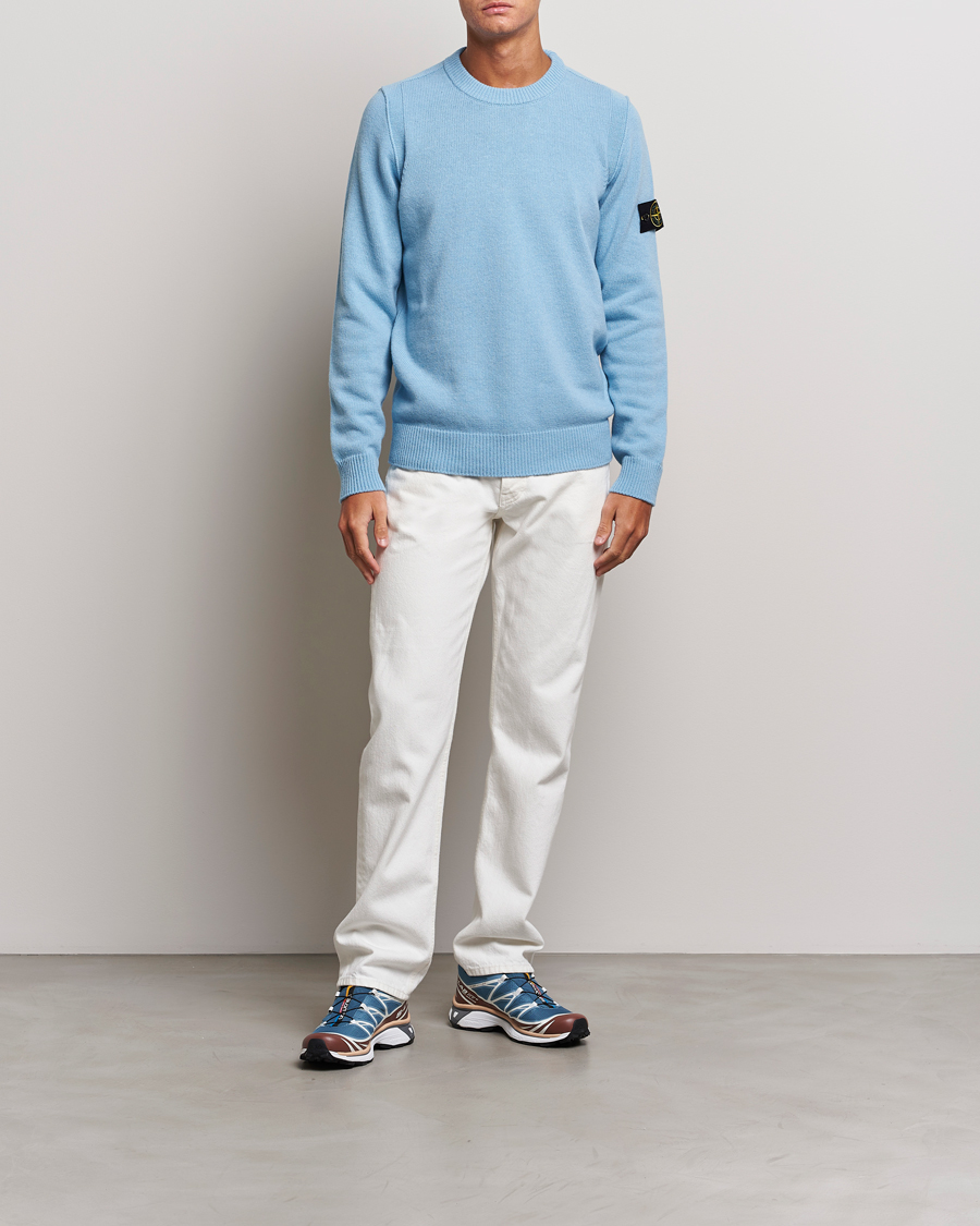 Herre | Gensere | Stone Island | Knitted Lambwool Sweater Sky Blue