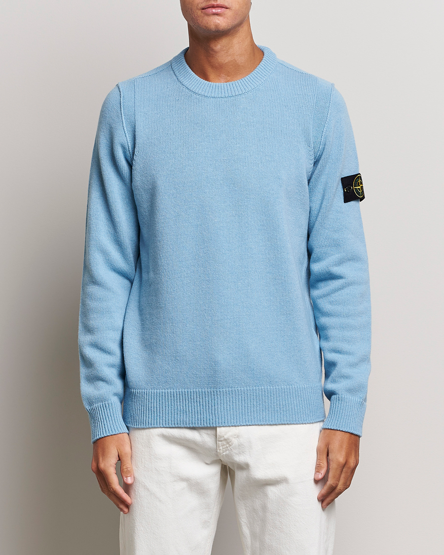 Herre | Gensere | Stone Island | Knitted Lambwool Sweater Sky Blue