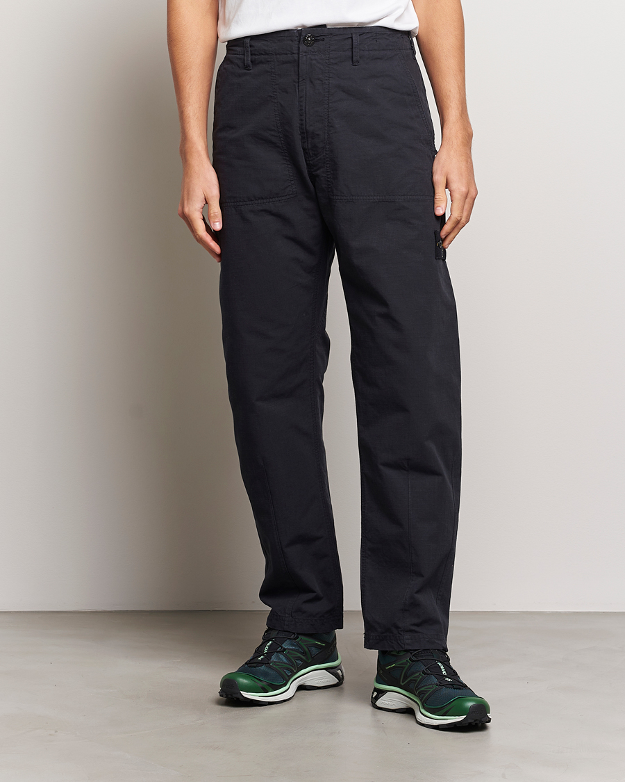 Herre |  | Stone Island | Garment Dyed Ripstop Trousers Navy Blue