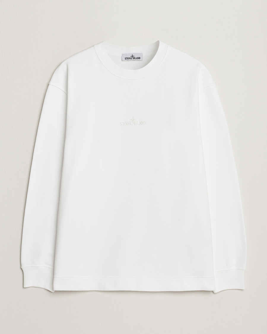Herre |  | Stone Island | Garment Dyed Fleece Logo Sweatshirt White