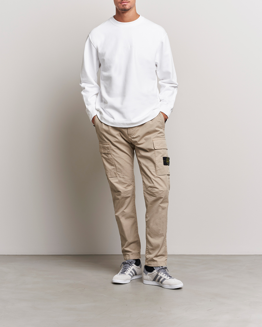 Herre | Gensere | Stone Island | Garment Dyed Fleece Logo Sweatshirt White