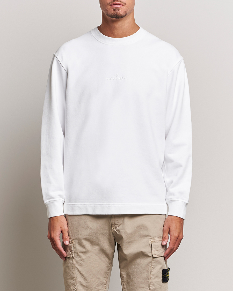Herre | Gensere | Stone Island | Garment Dyed Fleece Logo Sweatshirt White