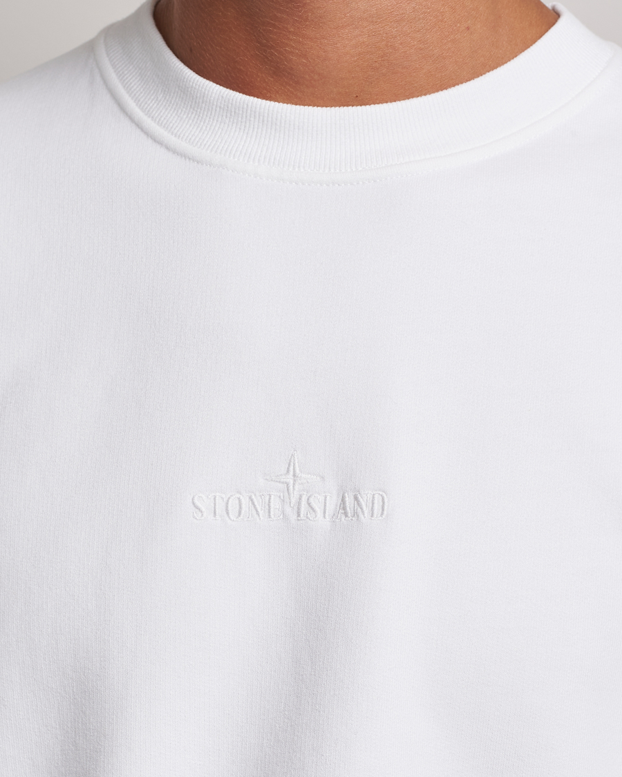 Herre | Gensere | Stone Island | Garment Dyed Fleece Logo Sweatshirt White