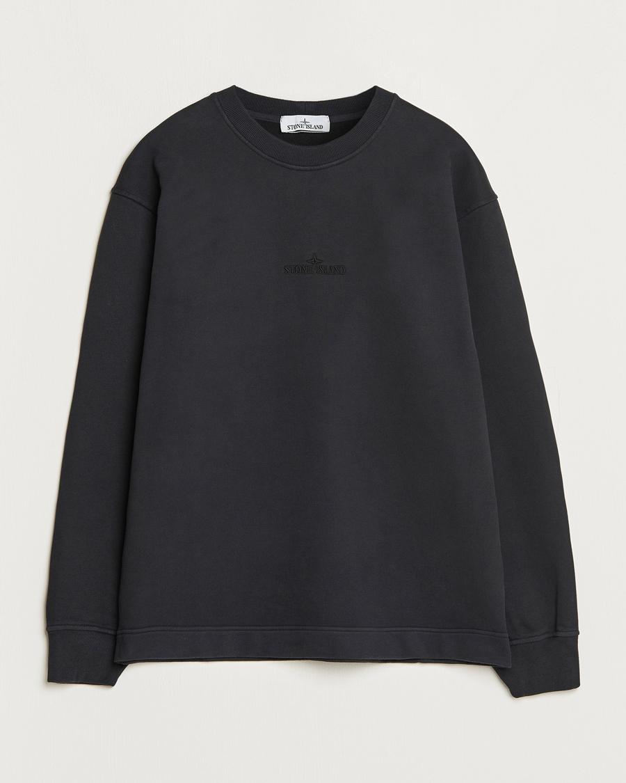 Herre |  | Stone Island | Garment Dyed Fleece Logo Sweatshirt Black