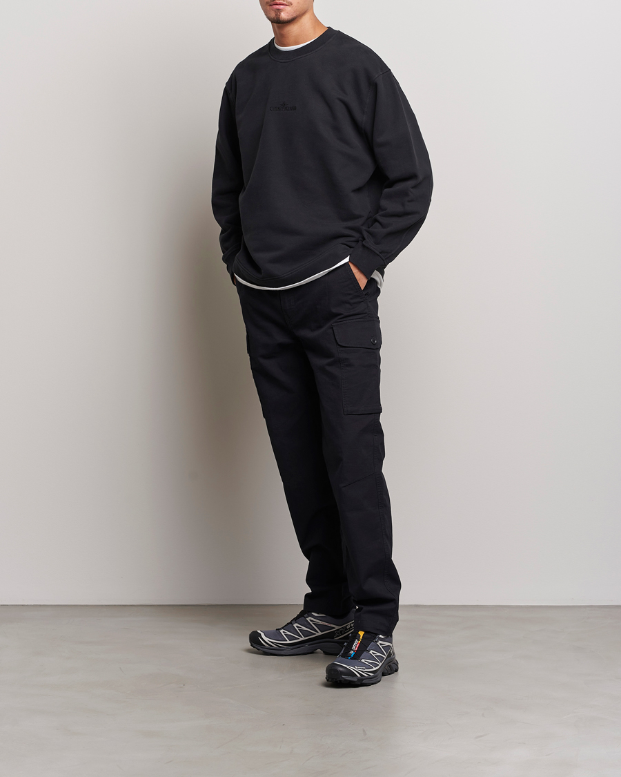 Herre | Gensere | Stone Island | Garment Dyed Fleece Logo Sweatshirt Black
