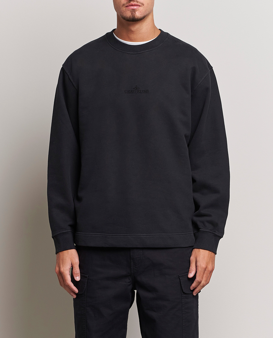 Herre | Stone Island | Stone Island | Garment Dyed Fleece Logo Sweatshirt Black