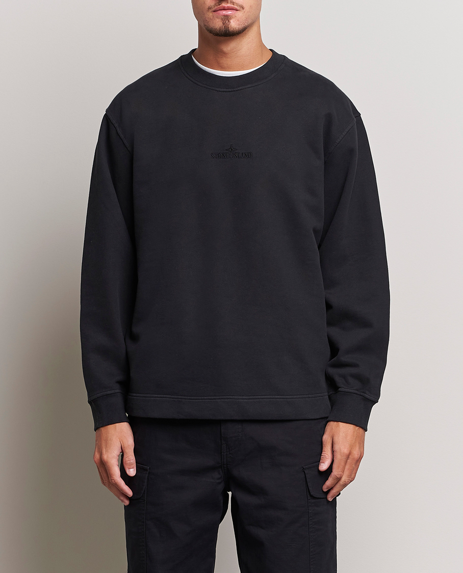Herre | Gensere | Stone Island | Garment Dyed Fleece Logo Sweatshirt Black