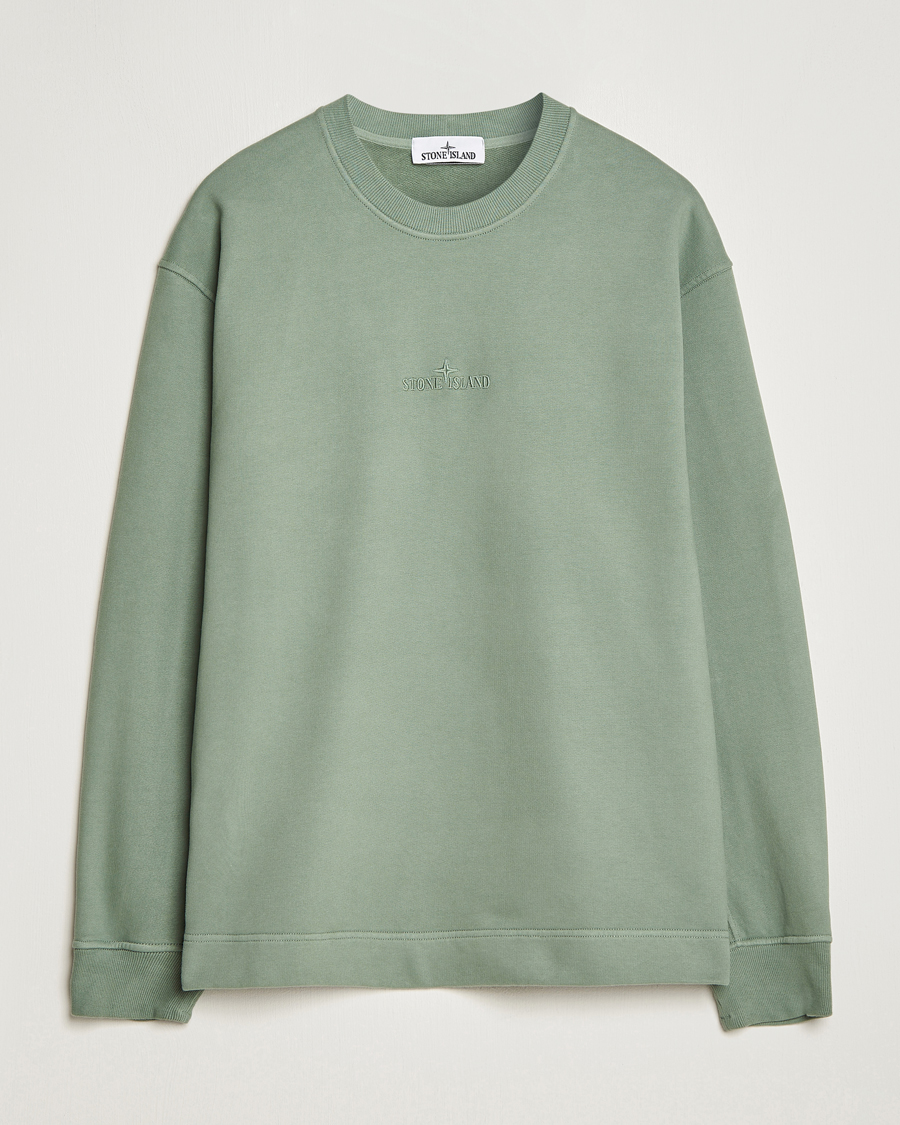 Herre |  | Stone Island | Garment Dyed Fleece Logo Sweatshirt Sage