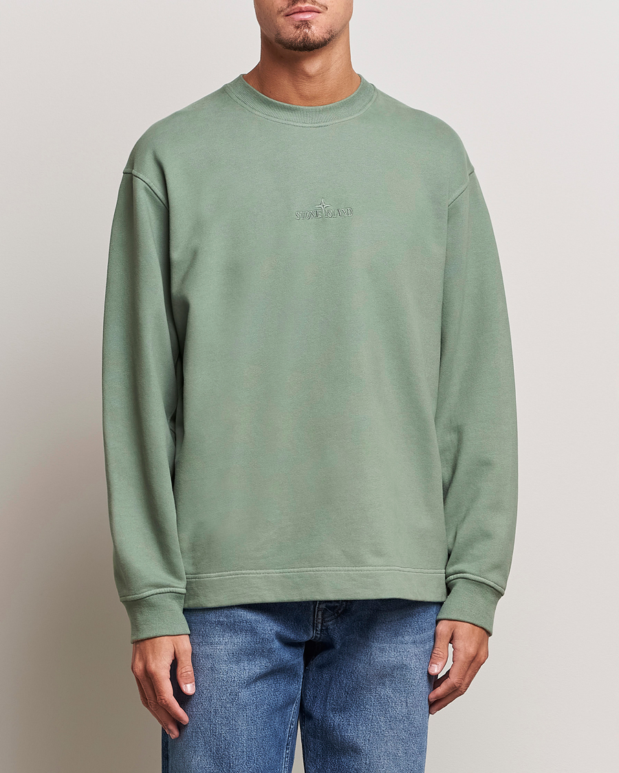 Herre | Stone Island | Stone Island | Garment Dyed Fleece Logo Sweatshirt Sage